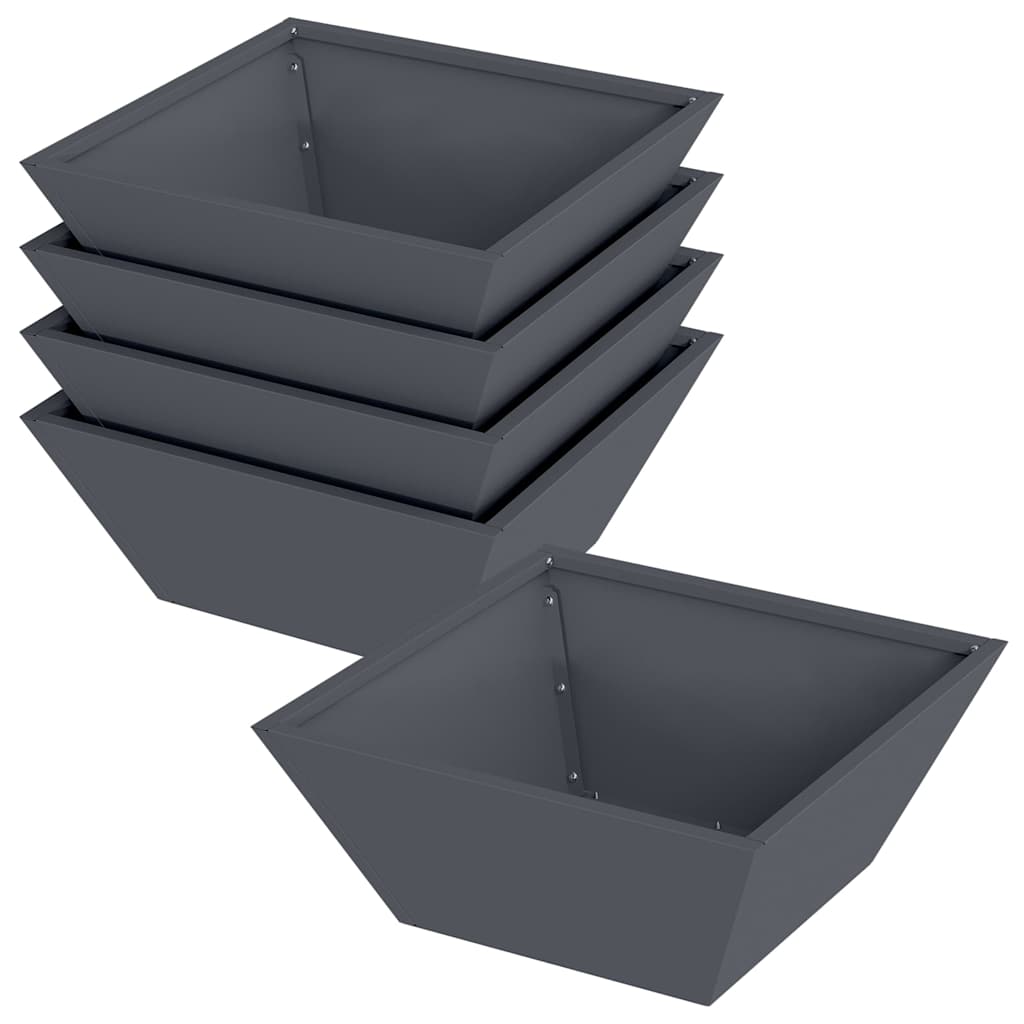 Vidaxl tuin bloempot 5 pcs antraciet 40 x 40 x 15 cm koudgewalst staal