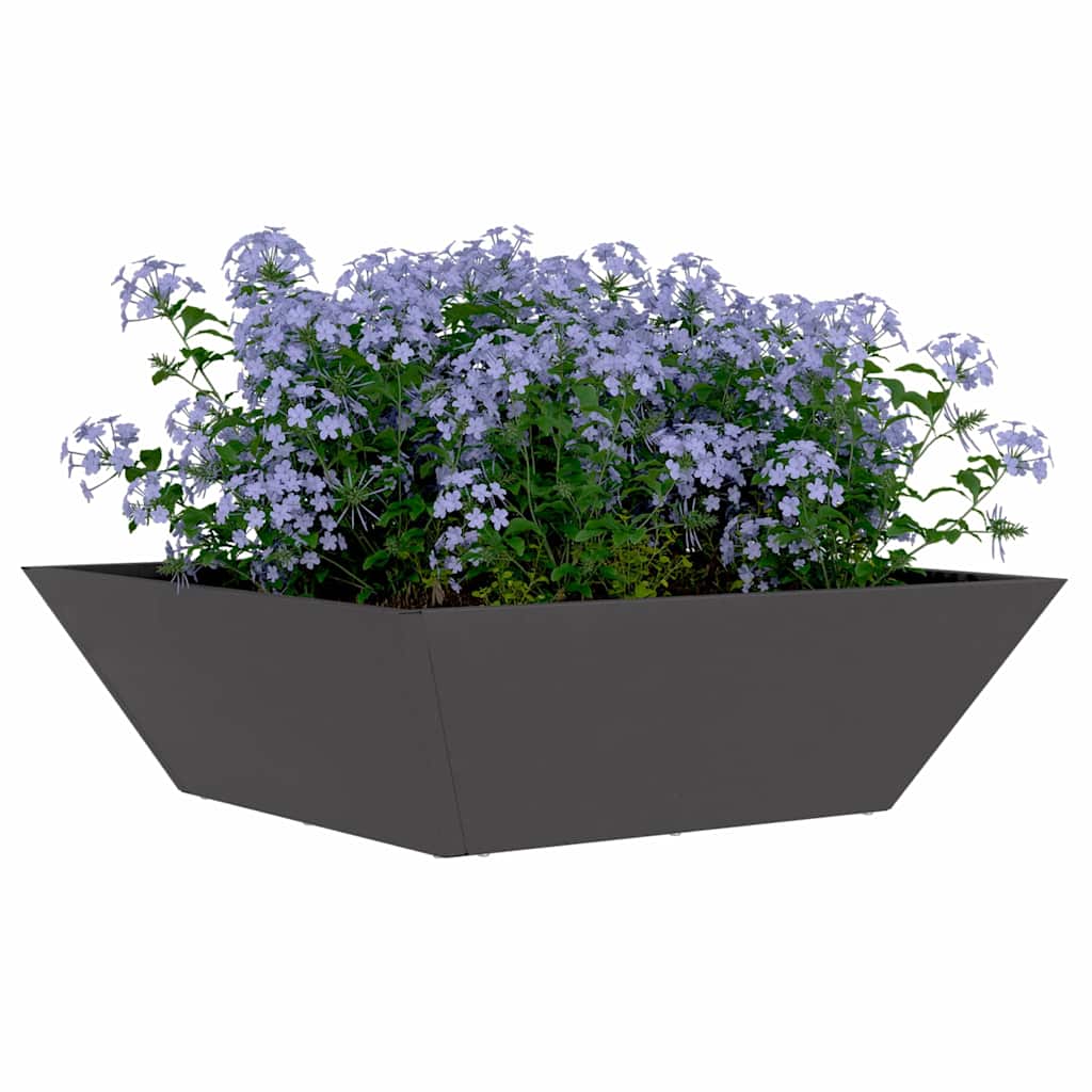 Vidaxl tuin bloempot zwart 50 x 50 x 15 cm koudgewalst staal