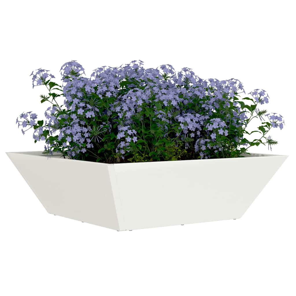 Vidaxl tuin bloempot wit 50 x 50 x 15 cm koudgewalst staal