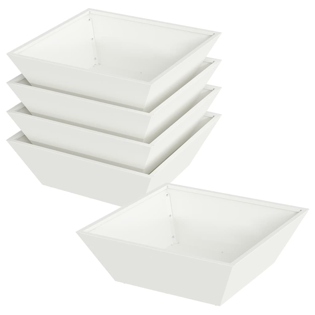Vidaxl tuin bloempot 5 pcs wit 50 x 50 x 15 cm koudgewalst staal