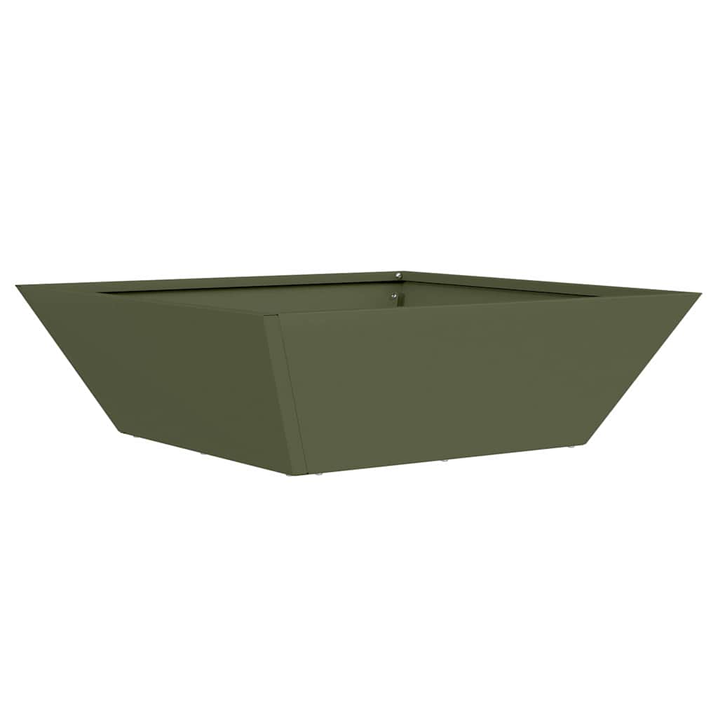 Vidaxl tuin bloempot olijf groen 50 x 50 x 15 cm koudgewalst staal