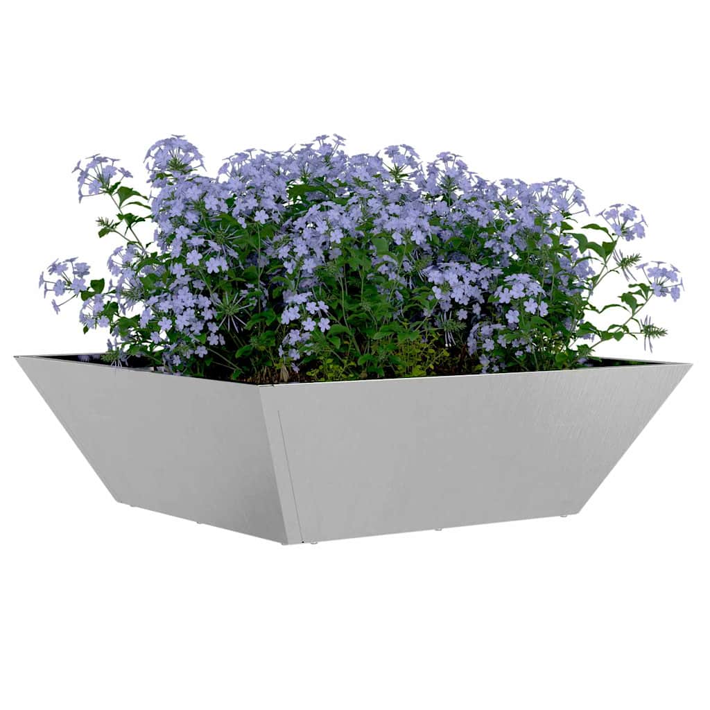 Vidaxl tuin bloempot zilver 50 x 50 x 15 cm roestvrij staal