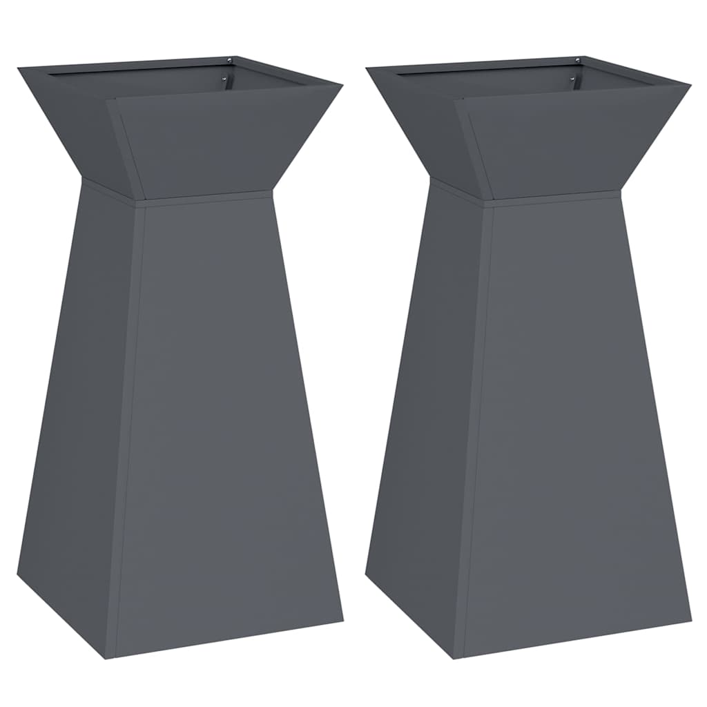 Vidaxl pilaar plantenbak 2 pcs antraciet 35 x 35 x 73 cm