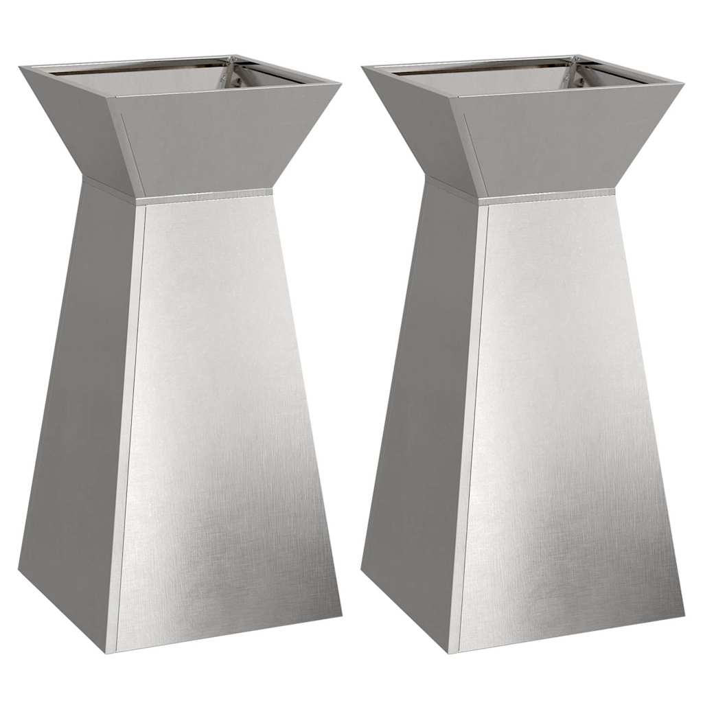 Vidaxl pilaar plantenbak 2 pcs zilver 35 x 35 x 73 cm