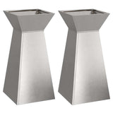 Vidaxl pilaar plantenbak 2 pcs zilver 35 x 35 x 73 cm