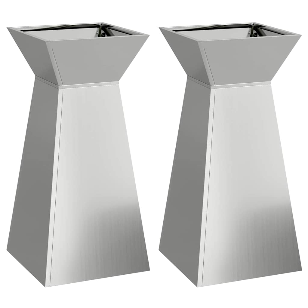 Vidaxl pilaar plantenbak 2 pcs zilver 35 x 35 x 73 cm