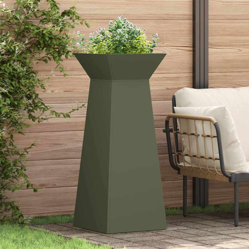 Vidaxl pilaar plantenbak olijfgroen 40 x 40 x 100 cm