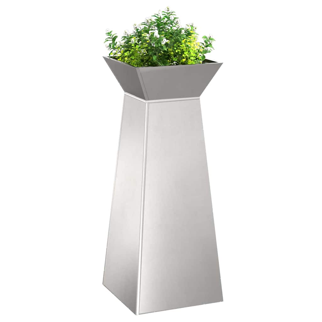Vidaxl pilaar plantenbak 2 pcs zilver 40 x 40 x 100 cm