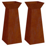 Vidaxl pilaar plantenbak 2 pcs zilver 40 x 40 x 100 cm cortenstaal