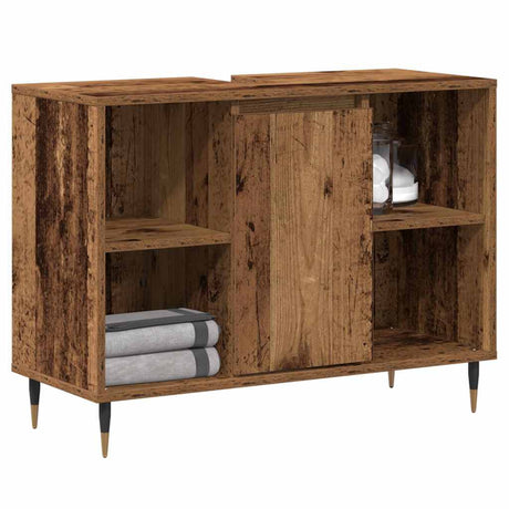 Vidaxl badkamer kast oud hout 80 x 33 x 60 cm bewerkt hout