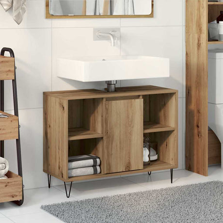 Vidaxl badkamer kast artisan eiken 80 x 33 x 60 cm bewerkt hout