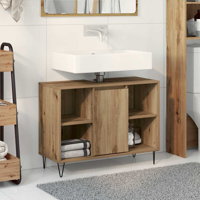 Vidaxl badkamer kast artisan eiken 80 x 33 x 60 cm bewerkt hout