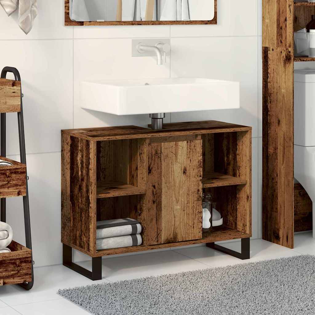 Vidaxl badkamer kast oud hout 80 x 33 x 60 cm bewerkt hout