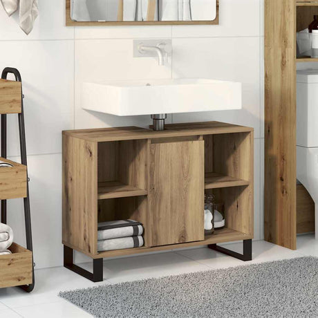 Vidaxl badkamer kast artisan eiken 80 x 33 x 60 cm bewerkt hout