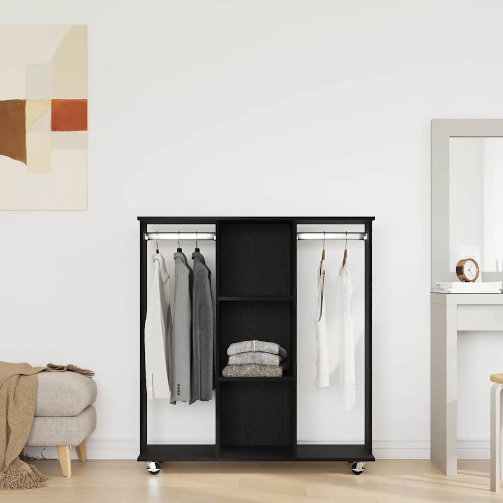 Vidaxl kledingkast met wiel zwart eiken 102 x 38 x 110 cm bewerkt hout