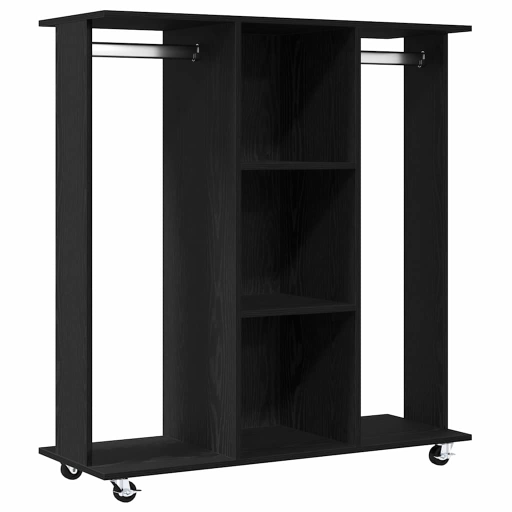 Vidaxl kledingkast met wiel zwart eiken 102 x 38 x 110 cm bewerkt hout