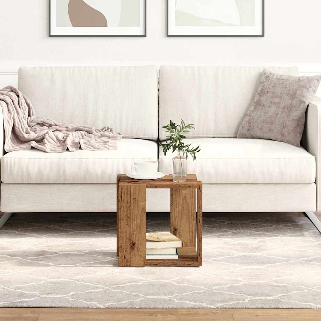 Vidaxl salontafel oud hout 32 x 32 x 30 cm bewerkt hout