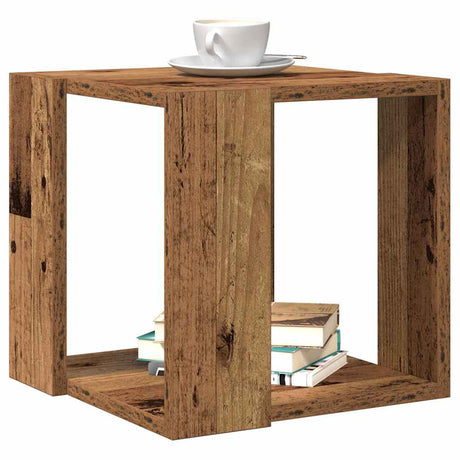 Vidaxl salontafel oud hout 32 x 32 x 30 cm bewerkt hout