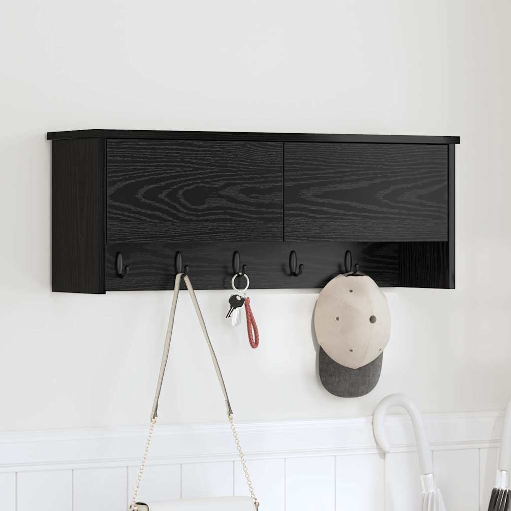 Vidaxl wandgemonteerde kapstok muurmontage zwart eiken 80 x 20 x 30 cm
