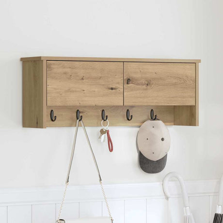 Vidaxl wandgemonteerde kapstok muurmontage artisan eiken bewerkt hout