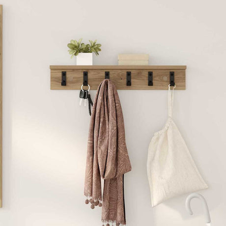 Vidaxl wandgemonteerde kapstok muurmontage artisan eiken bewerkt hout