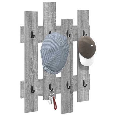 Vidaxl wandgemonteerde kapstok muurmontage grijs sonoma 60 x 3 x 82 cm