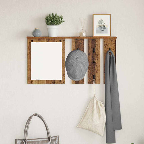Vidaxl wandgemonteerde kapstok muurmontage oud hout 85 x 10 x 45 cm
