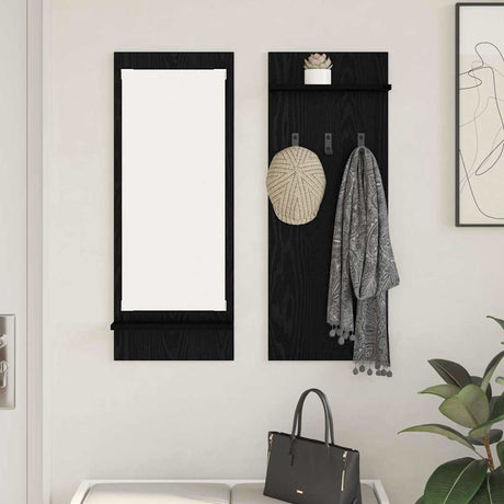 Vidaxl wandgemonteerde kapstok muurmontage zwart eiken 70 x 10 x 90 cm