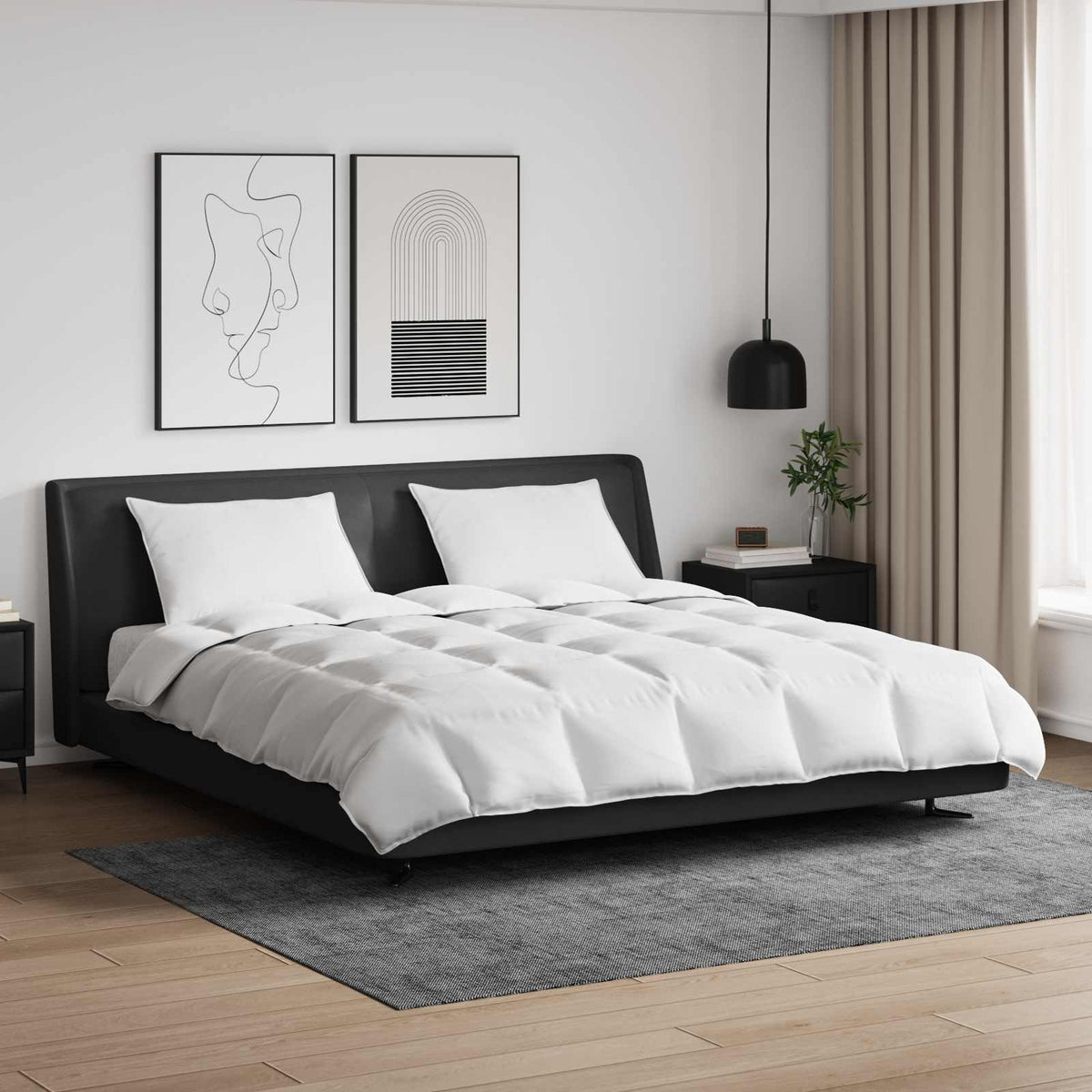 Vidaxl dekbed set met kussen 3 st wit donsveertjes