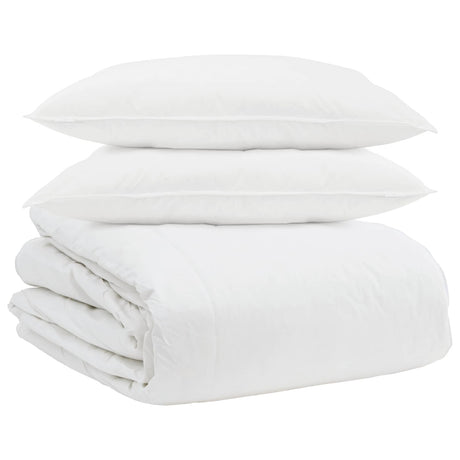 Vidaxl dekbed set met kussen 3 st wit donsveertjes