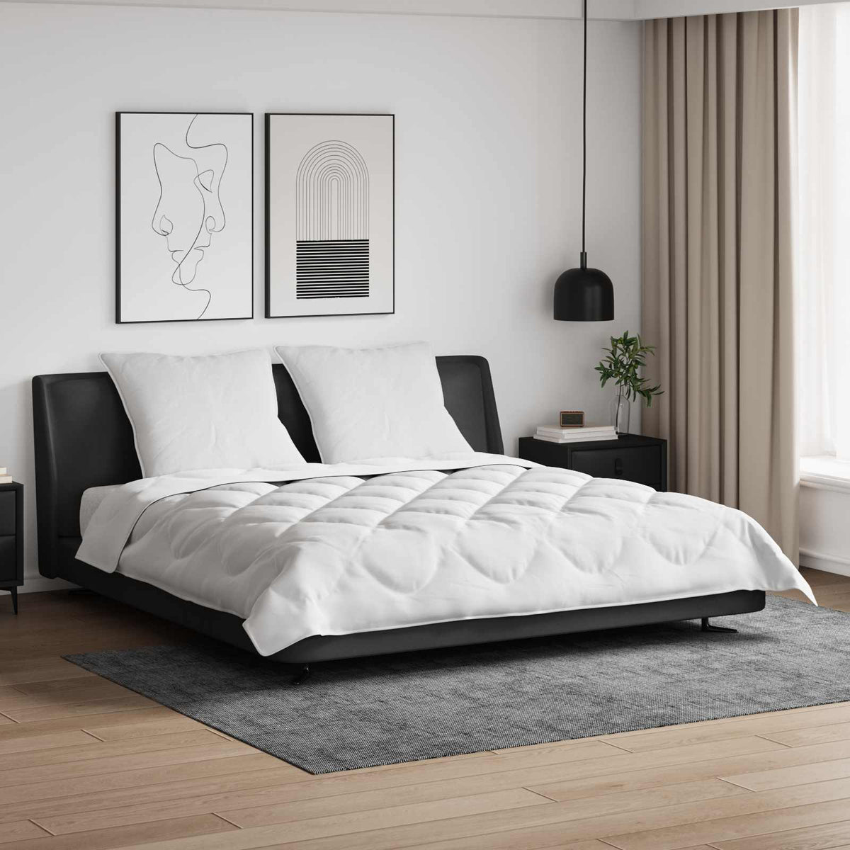 Vidaxl dekbed met kussen 3 st wit microvezel