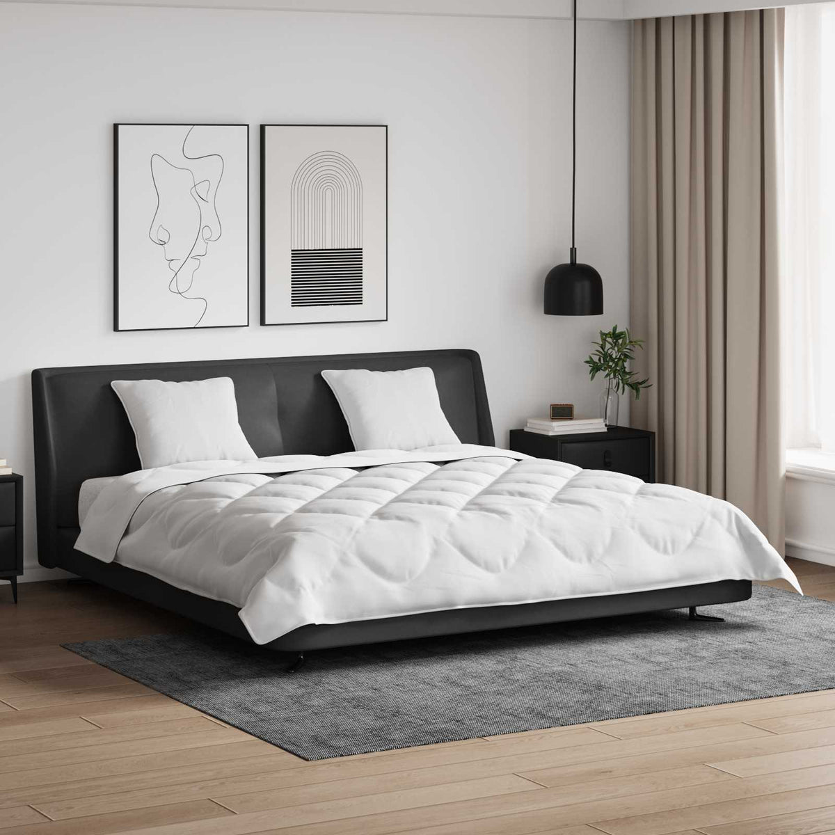Vidaxl dekbed met kussen 3 st wit microvezel