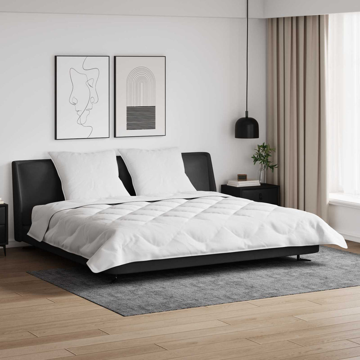 Vidaxl dekbed met kussens 3 pcs wit microfiber en dons feather