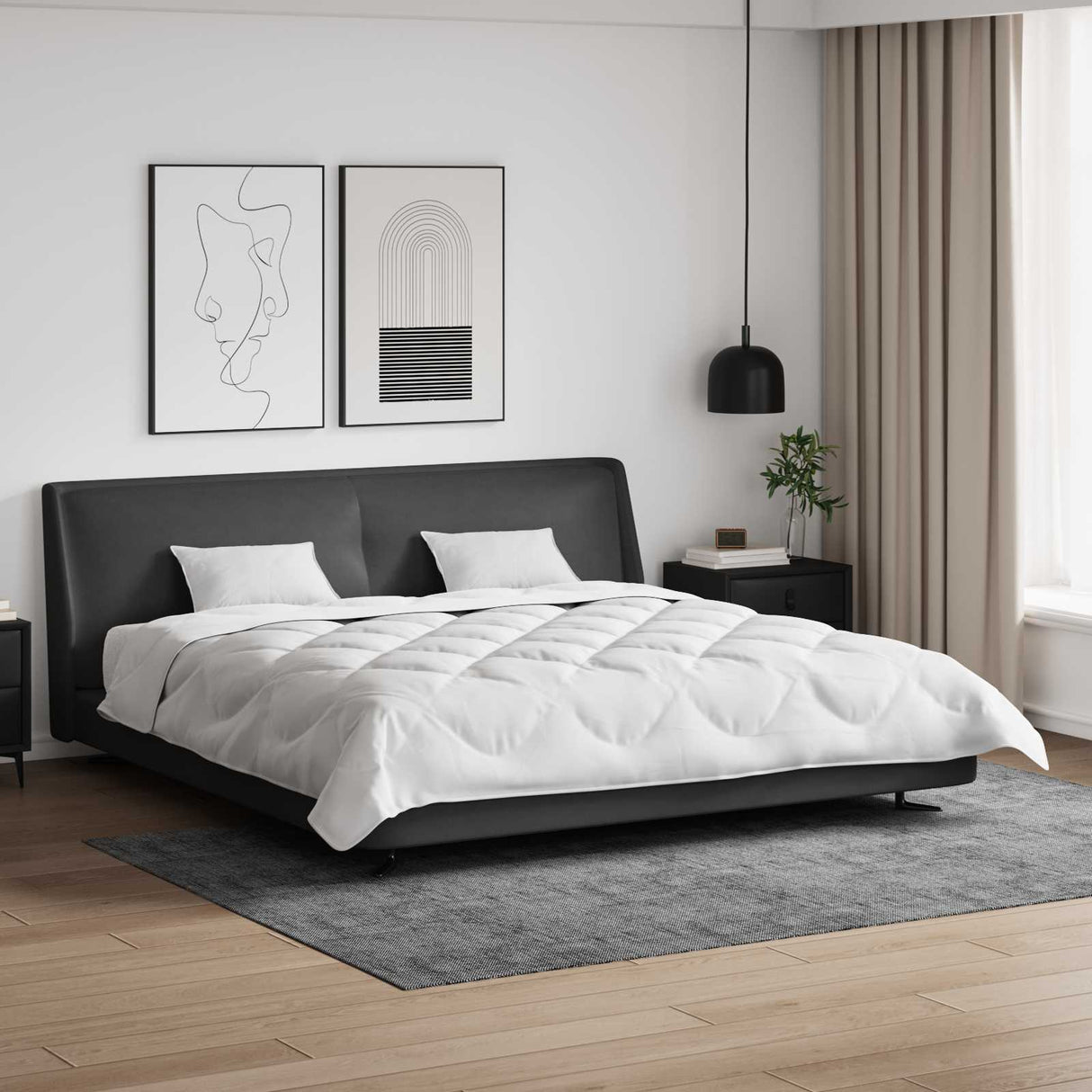 Vidaxl dekbed met kussens met kussen 3 pcs wit microvezel