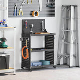 Vidaxl gereedschapswagen zwart 65 x 35 x 111 cm koudgewalst staal
