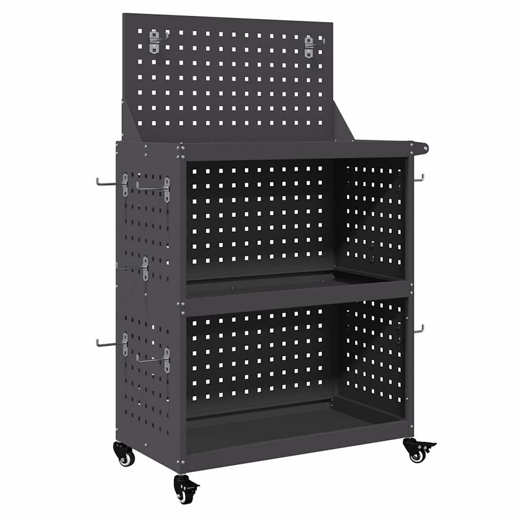 Vidaxl gereedschapswagen zwart 65 x 35 x 111 cm koudgewalst staal