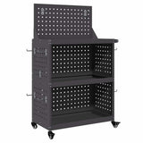 Vidaxl gereedschapswagen zwart 65 x 35 x 111 cm koudgewalst staal