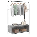 Vidaxl kledingrek met opslag grijs 100 x 44 x 160 cm bewerkt hout