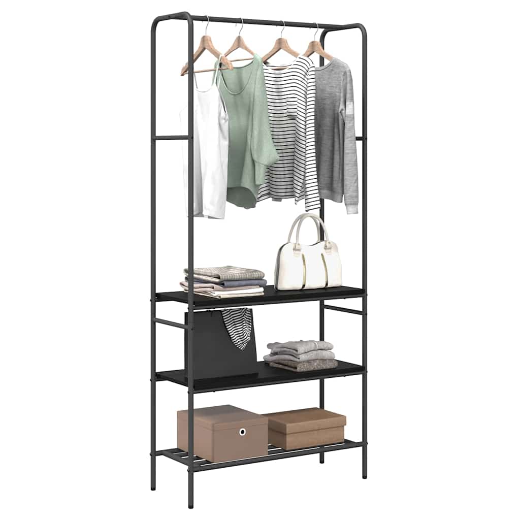 Vidaxl kledingrek met plank zwart eiken 77 x 30 x 171 cm bewerkt hout