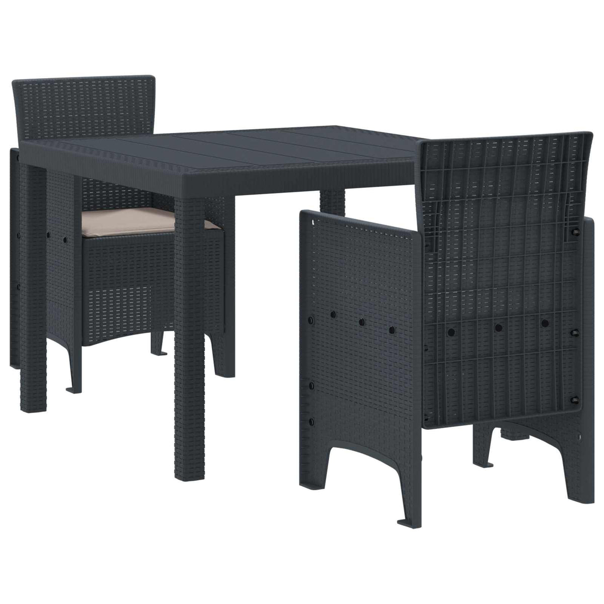 Vidaxl tuin eetset 3 st antraciet polypropyleen