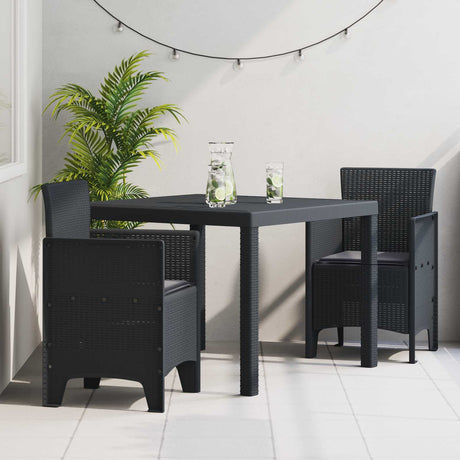 Vidaxl tuin eetset 3 st antraciet polypropyleen