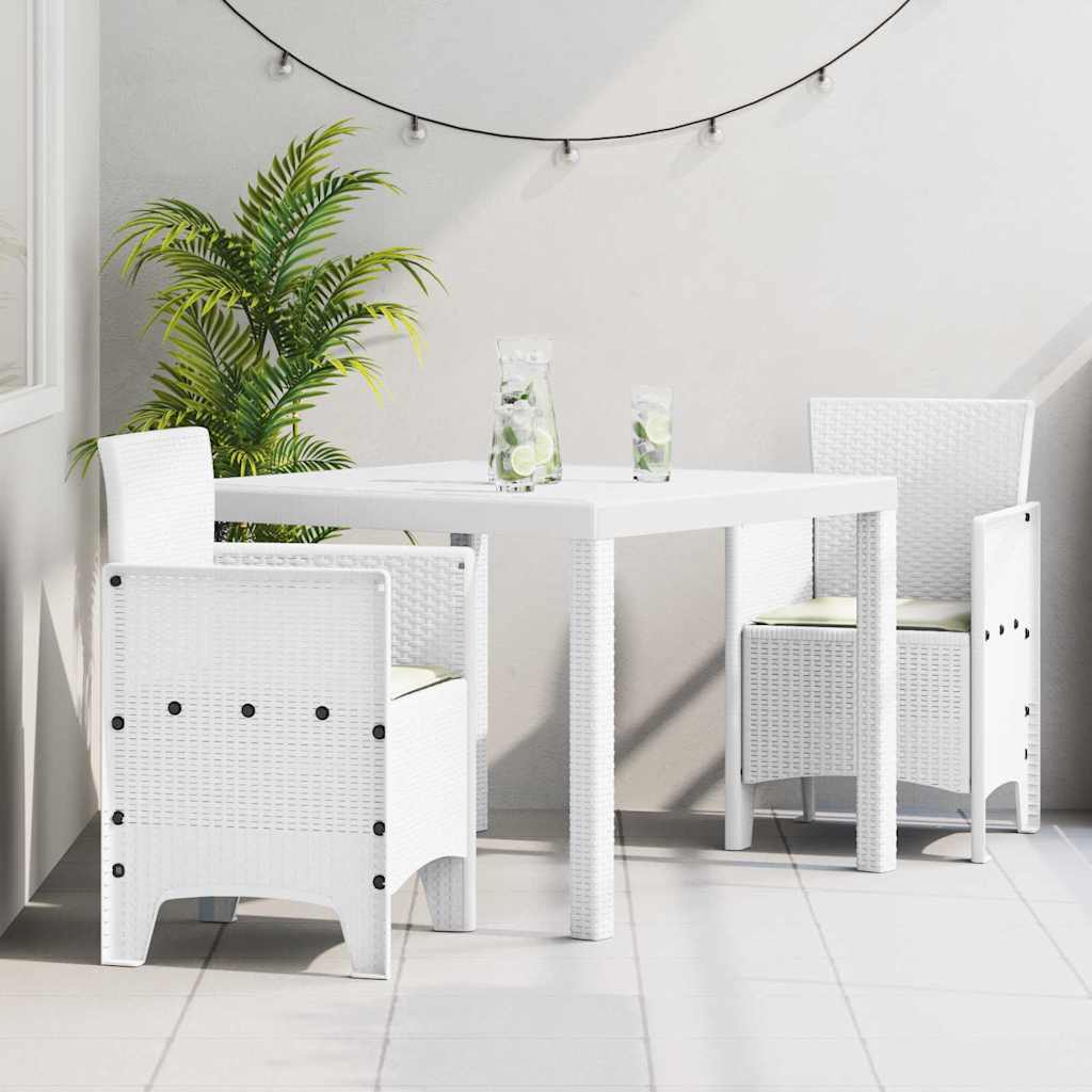 Vidaxl tuin eetset 3 st wit polypropyleen
