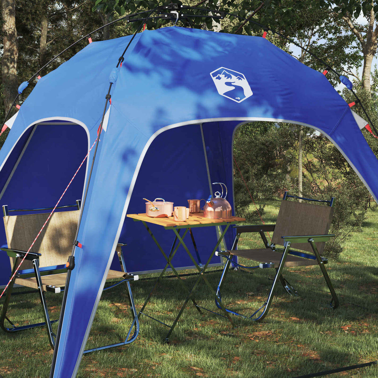 Vidaxl instant tent 4-person quick-release azure blauw 185t polyester