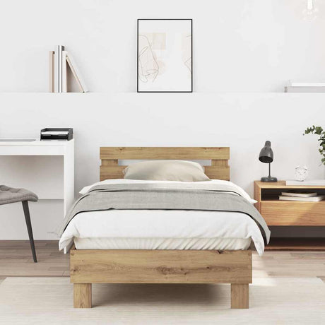 Vidaxl bedframe artisan eiken 203 x 95 x 70 cm bewerkt hout