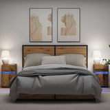 Vidaxl led bedside kast 2 st oud hout 38 x 34 x 61 cm bewerkt hout