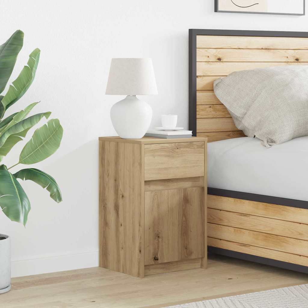 Vidaxl led bedside kast artisanaal eikenkleurig 38 x 34 x 61 cm