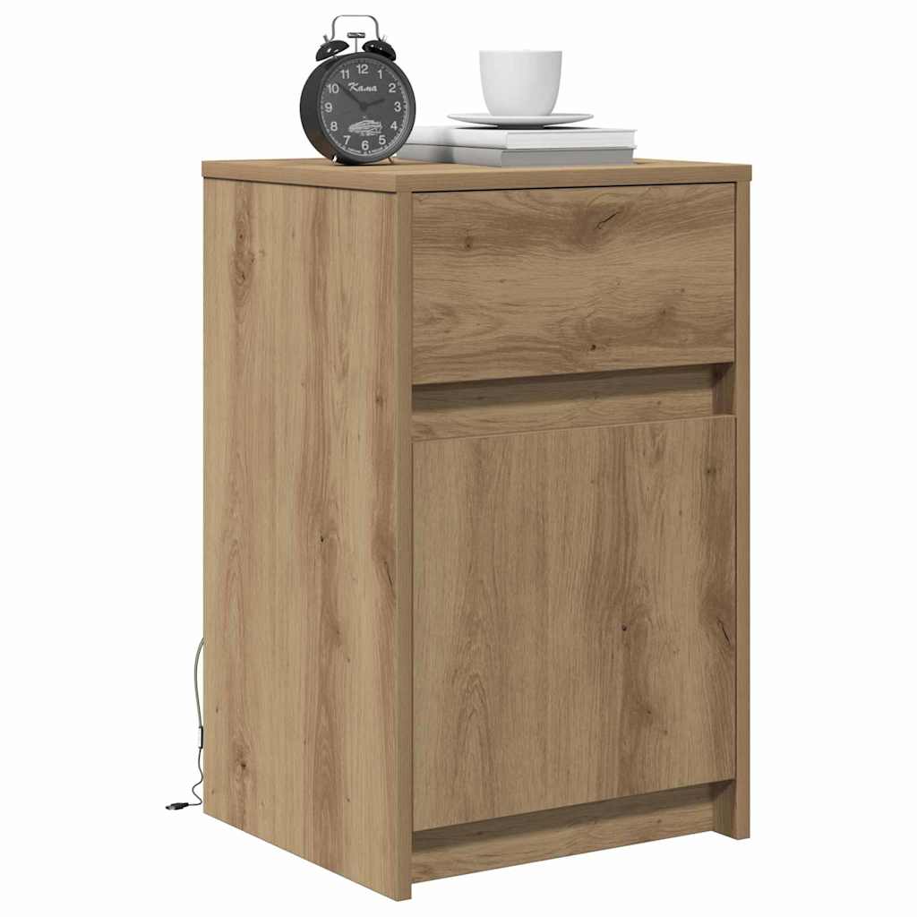 Vidaxl led bedside kast artisanaal eikenkleurig 38 x 34 x 61 cm