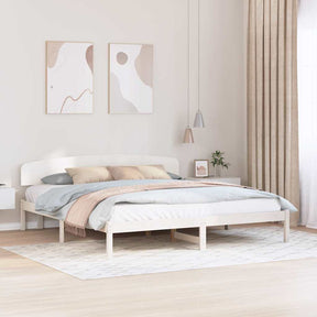 Vidaxl bedframe met hoofdeinde wit 200 x 200 cm massief grenenhout