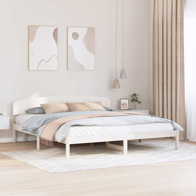 Vidaxl bedframe met hoofdeinde wit 200 x 200 cm massief grenenhout