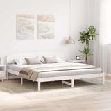 Vidaxl bedframe met hoofdeinde wit 200 x 200 cm massief grenenhout